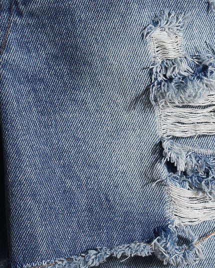 Casual Faux Two-piece Ripped Jeans