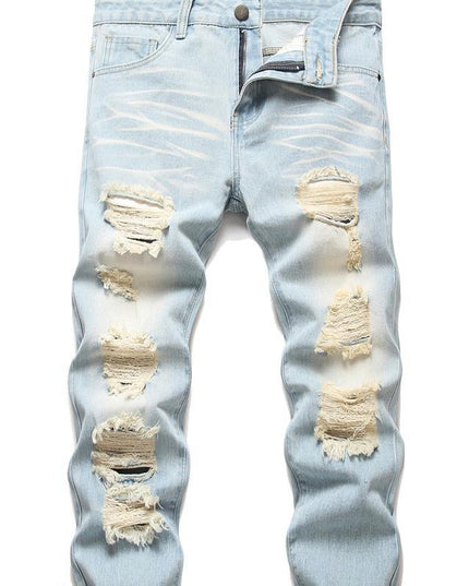Motorcycle Zipper-Decorated Jeans Slim Fit Ripped
