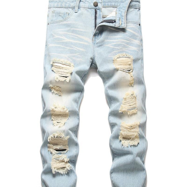 Motorcycle Zipper-Decorated Jeans Slim Fit Ripped