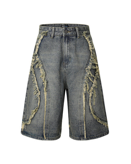 High-Street Nostalgic Washed Straight-Leg Sophisticated Casual Short Denim Jeans