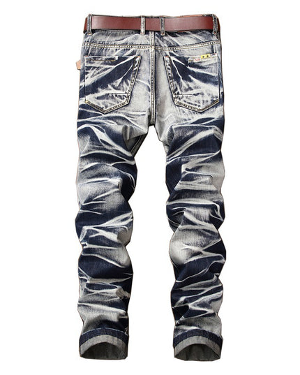 Distressed Retro Straight Jeans