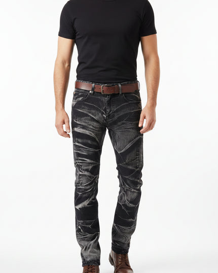 Distressed Retro Straight Jeans