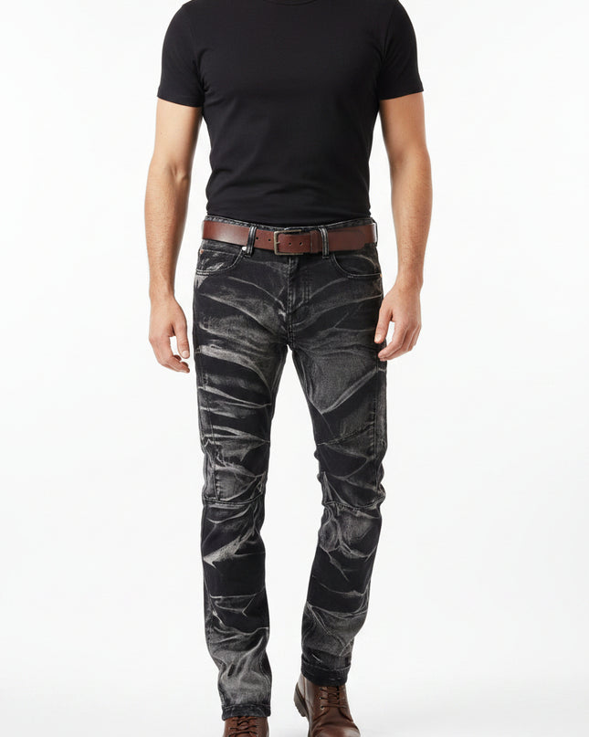 Distressed Retro Straight Jeans