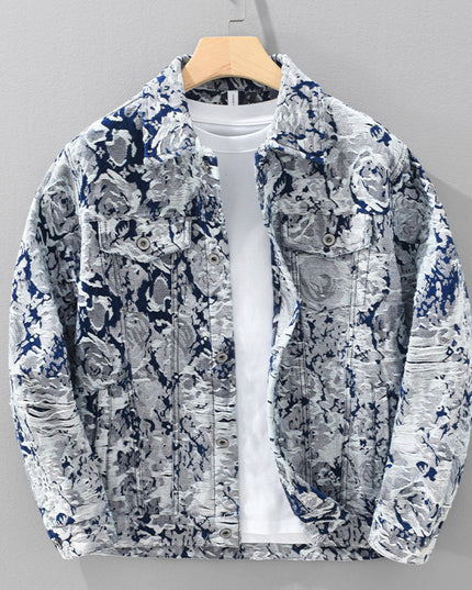 Jacquard Denim Coat For Men