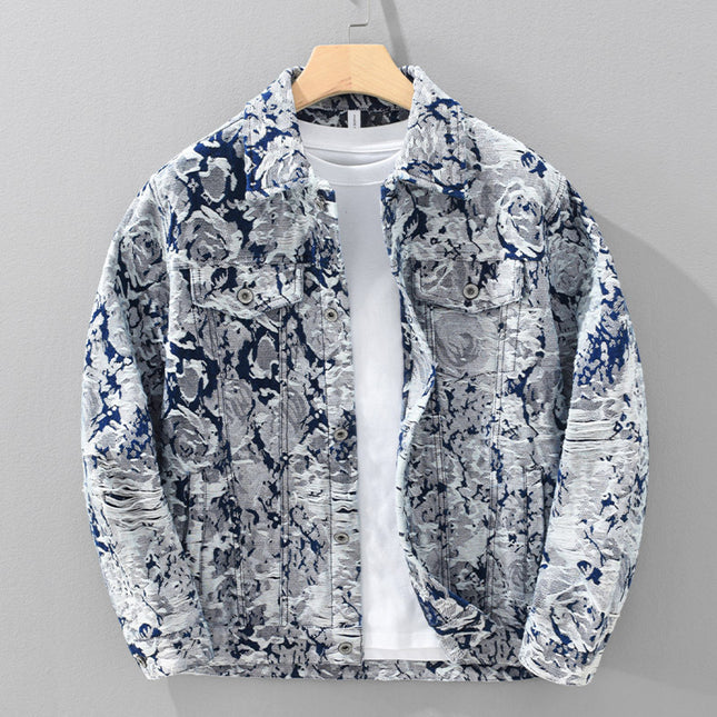 Jacquard Denim Coat For Men