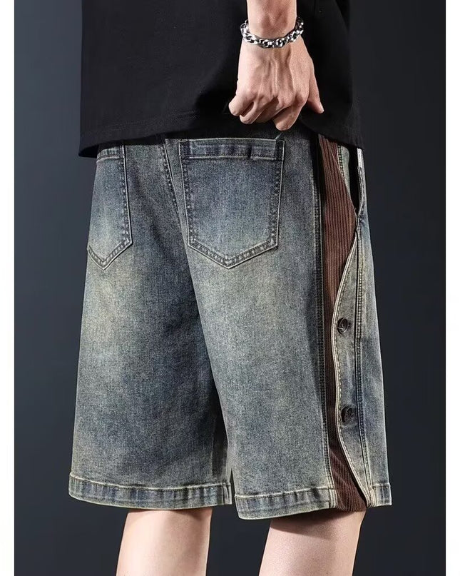 Washed Five-point Pants Casual Patchwork-style Versatile Trousers