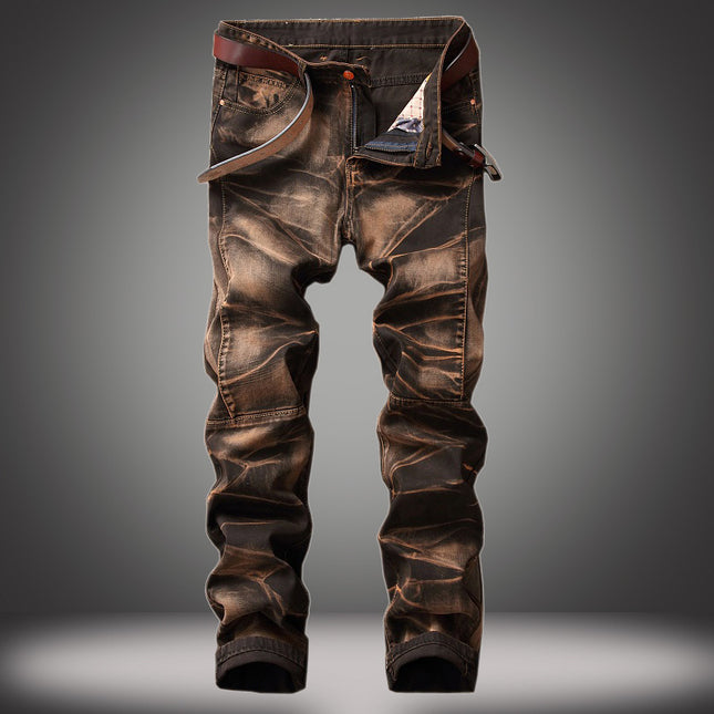 Distressed Retro Straight Jeans