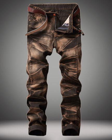 Distressed Retro Straight Jeans