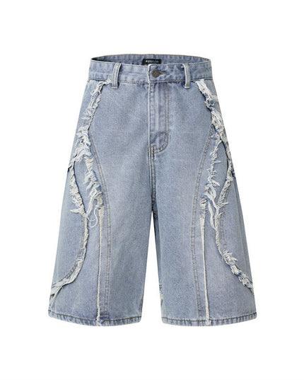 High-Street Nostalgic Washed Straight-Leg Sophisticated Casual Short Denim Jeans