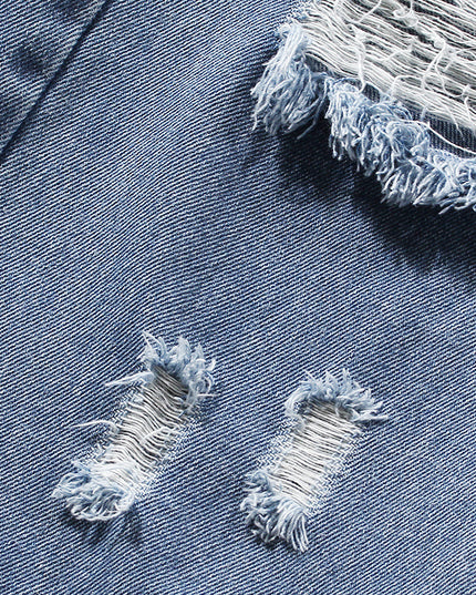 Casual Faux Two-piece Ripped Jeans