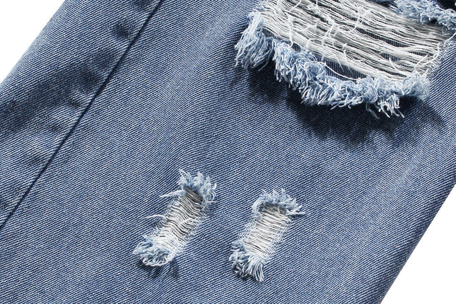 Casual Faux Two-piece Ripped Jeans