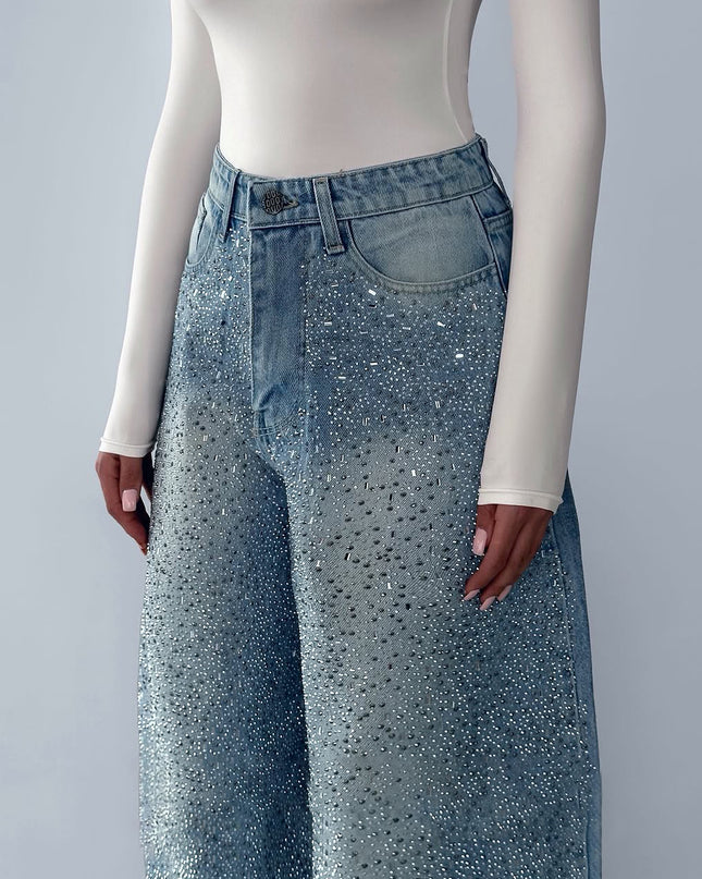 Irregular Rhinestone Jeans