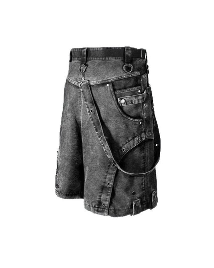 Retro High Street Loose Washed High Waist Denim Shorts