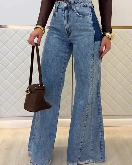 Trendy Light Blue High - Waisted Flared Jeans