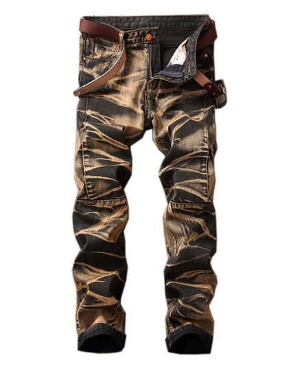 Distressed Retro Straight Jeans