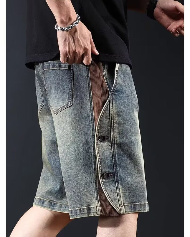 Washed Five-point Pants Casual Patchwork-style Versatile Trousers