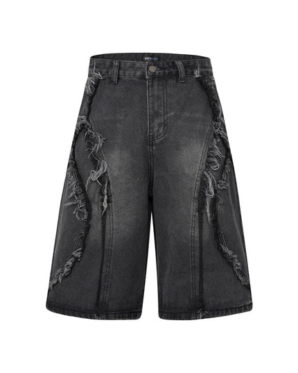 High-Street Nostalgic Washed Straight-Leg Sophisticated Casual Short Denim Jeans