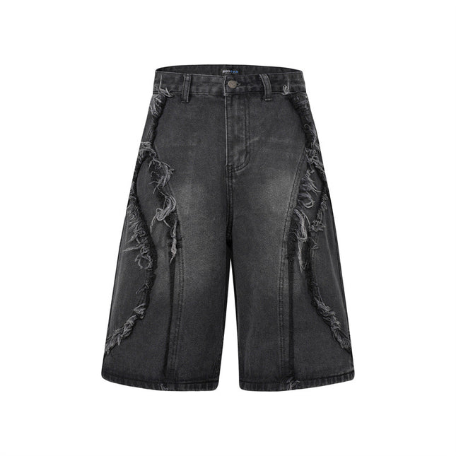 High-Street Nostalgic Washed Straight-Leg Sophisticated Casual Short Denim Jeans