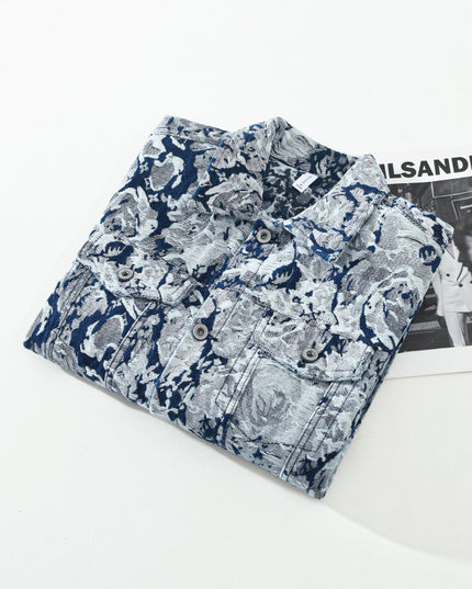 Jacquard Denim Coat For Men