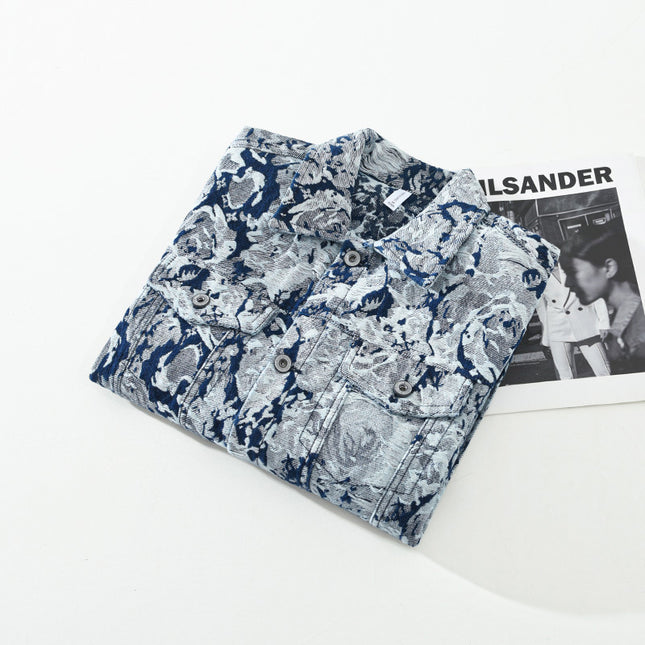Jacquard Denim Coat For Men
