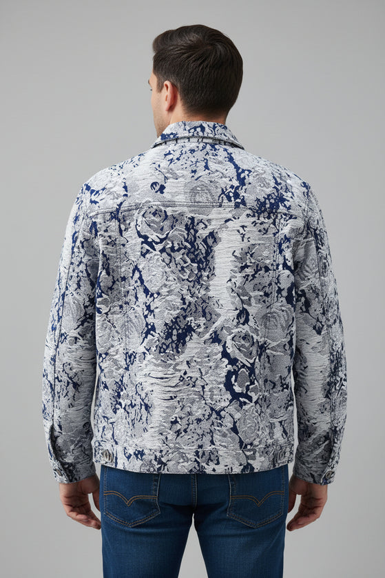 Jacquard Denim Coat For Men