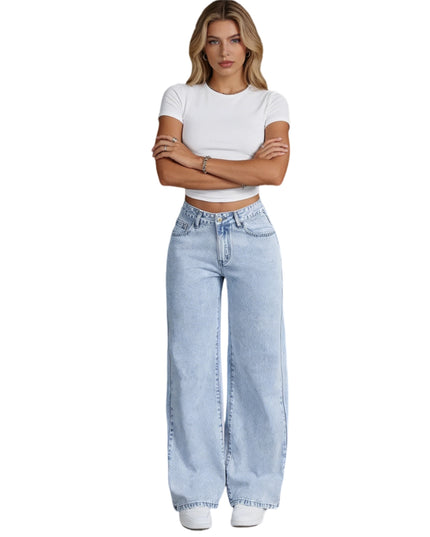 Women's High-Waisted Non-Stretch Wide Leg Jeans
