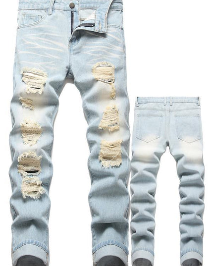 Motorcycle Zipper-Decorated Jeans Slim Fit Ripped