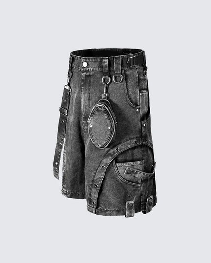 Retro High Street Loose Washed High Waist Denim Shorts