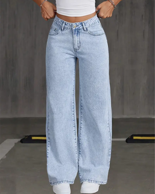 Women's High-Waisted Non-Stretch Wide Leg Jeans