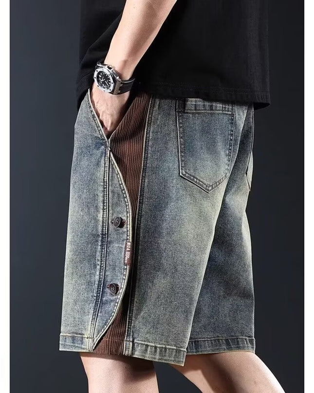 Washed Five-point Pants Casual Patchwork-style Versatile Trousers