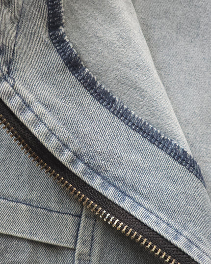 Pure Short-Sleeved Knee-Length Casual Denim Skating Dress