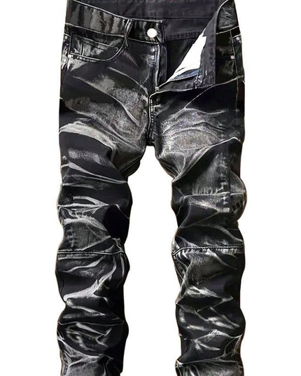 Motorcycle Zipper-Decorated Jeans Slim Fit Ripped