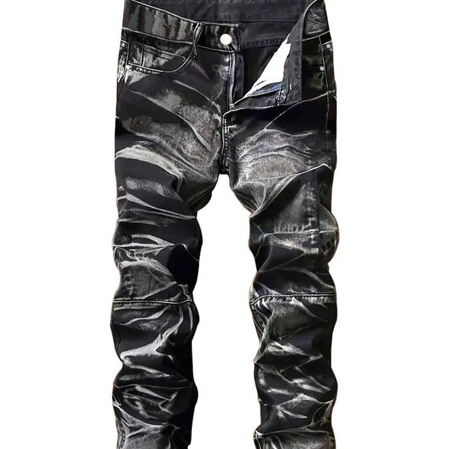 Motorcycle Zipper-Decorated Jeans Slim Fit Ripped