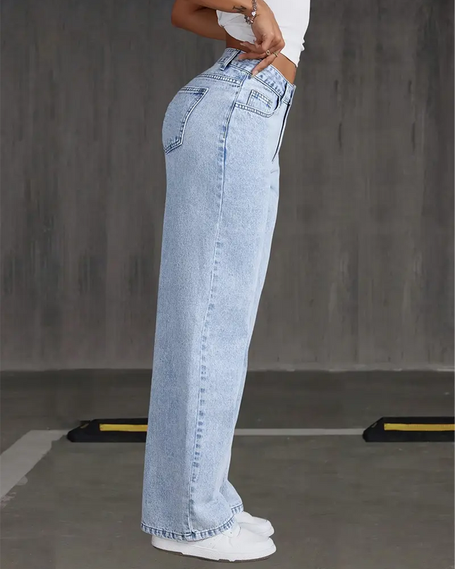 Women's High-Waisted Non-Stretch Wide Leg Jeans