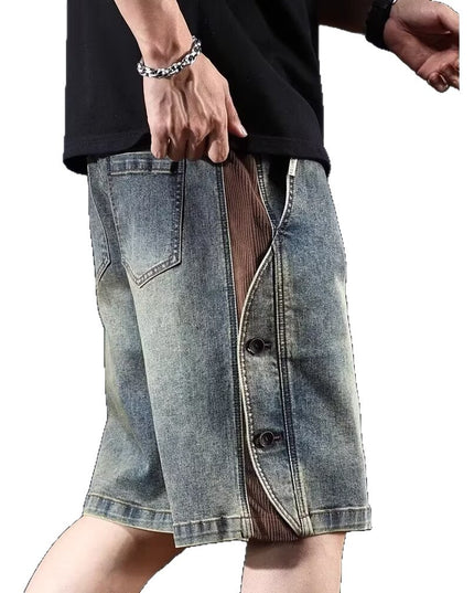 Washed Five-point Pants Casual Patchwork-style Versatile Trousers