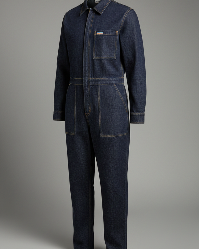 Unisex Denim Jumpsuit With Tapered Fit