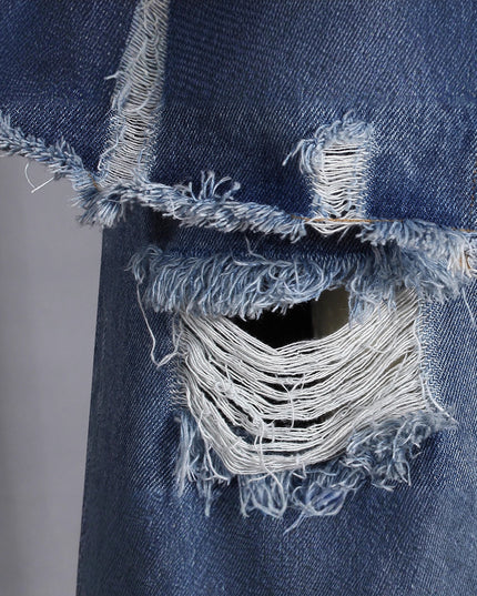 Casual Faux Two-piece Ripped Jeans