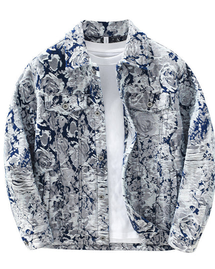 Jacquard Denim Coat For Men