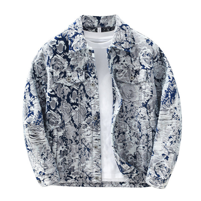 Jacquard Denim Coat For Men
