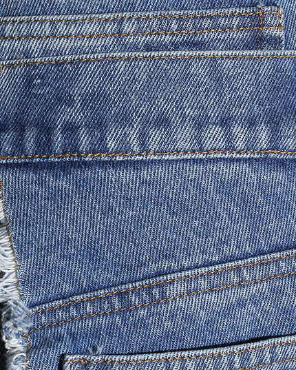 Casual Faux Two-piece Ripped Jeans