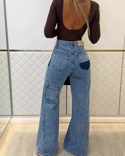 Trendy Light Blue High - Waisted Flared Jeans