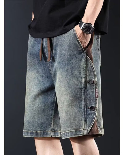 Washed Five-point Pants Casual Patchwork-style Versatile Trousers