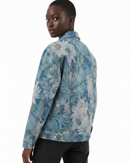 Creative Floral Denim Men Autumn Loose Men's And Women's Jackets