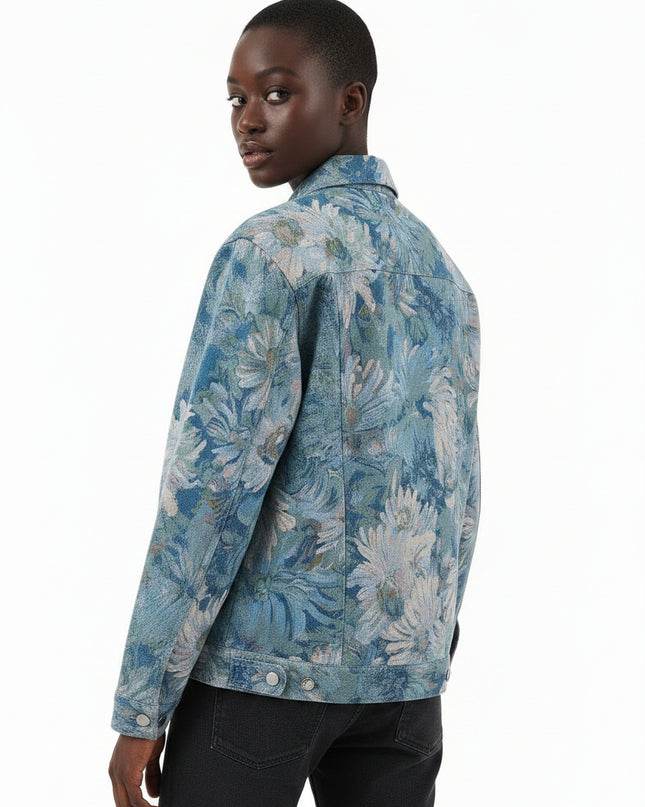 Creative Floral Denim Men Autumn Loose Men's And Women's Jackets