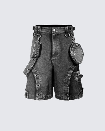 Retro High Street Loose Washed High Waist Denim Shorts
