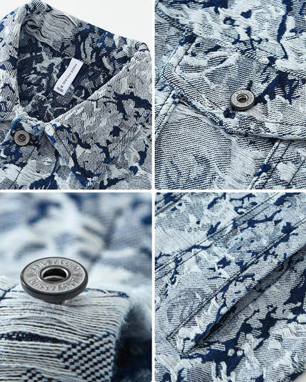 Jacquard Denim Coat For Men