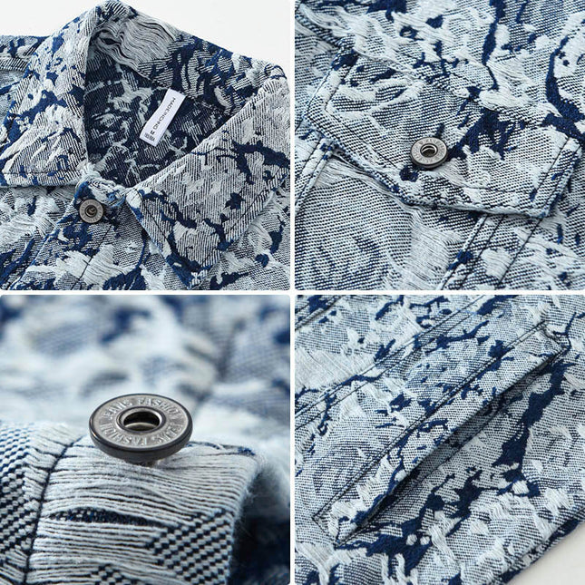Jacquard Denim Coat For Men