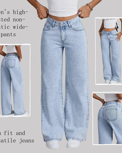 Women's High-Waisted Non-Stretch Wide Leg Jeans