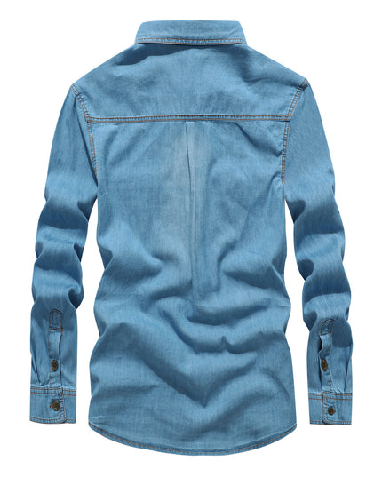 Denim Long-Sleeve Cotton Blend Casual Shirt