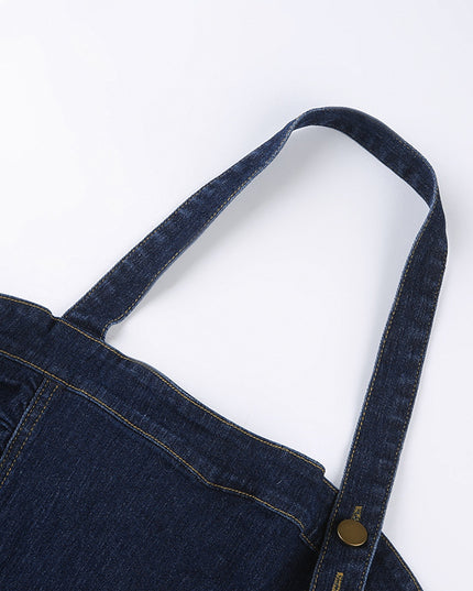 Women Denim Mini Dress Off Shoulder Halter Neck Sleeveless